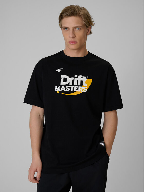 4F 4F T-Shirt MOTOSPORTS 2026 Czarny Loose Fit