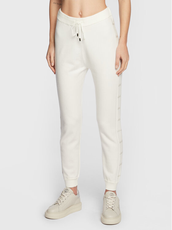 Liu Jo Sport Úpletové nohavice TF2106 MA63M Écru Regular Fit