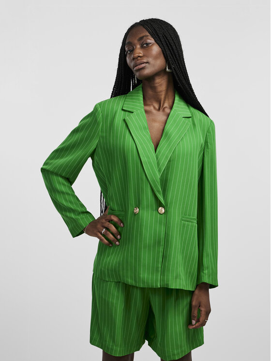 H&m green clearance striped blazer