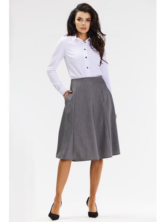 Awama Awama Spódnica A673 Szary Basic Fit