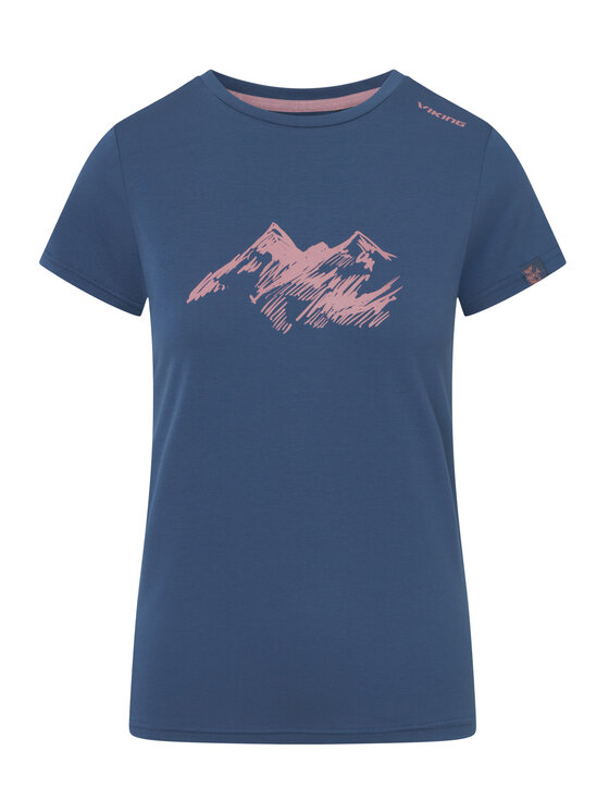 Viking Viking T-Shirt Lenta Bamboo Light Lady Granatowy Regular Fit