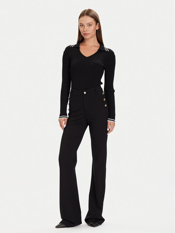 Guess Guess Текстилни панталони W5BB16 KCMU2 Черен Flare Fit