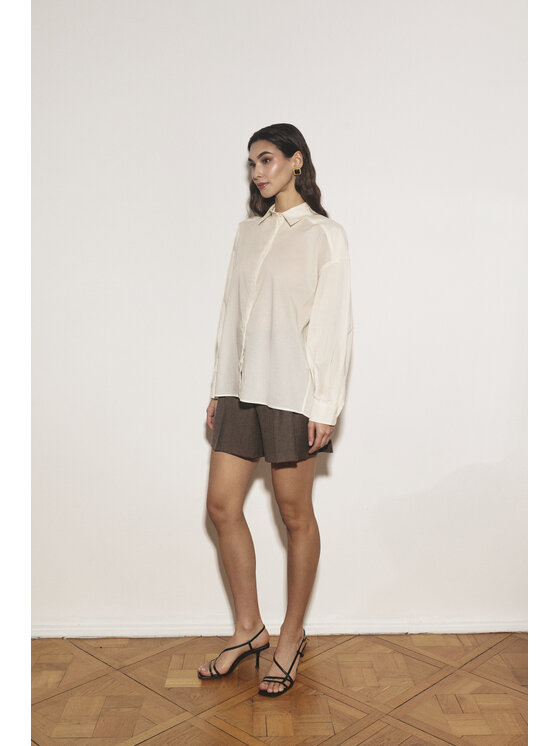 Entelier Entelier Koszula lekko transparentna Biały Modern Relaxed Fit