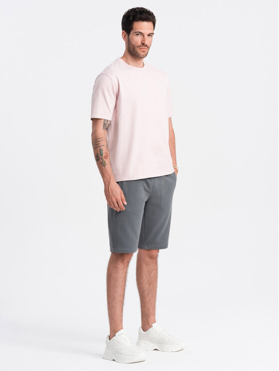 Ombre Ombre Šortky z materiálu OM-SRBS-0149 Šedá Regular Fit