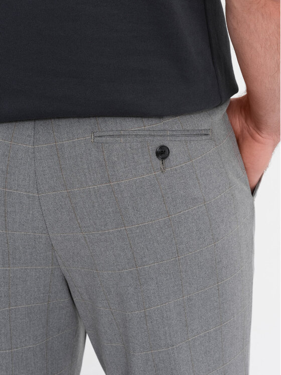 Ombre Ombre Chinosy OM-PACP-0187 Szary Regular Fit