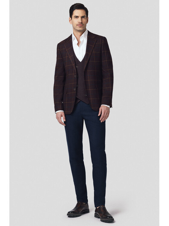 Lancerto Lancerto Marynarka Sovana MA131225000015 Bordowy Slim Fit