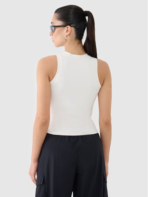 4F 4F Tričko 4FRSS25TSLEF221-11S Biela Slim Fit