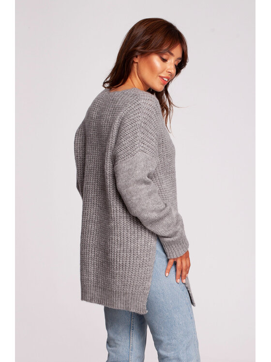 BeWear BeWear Sweter BK087 Szary Modern Fit