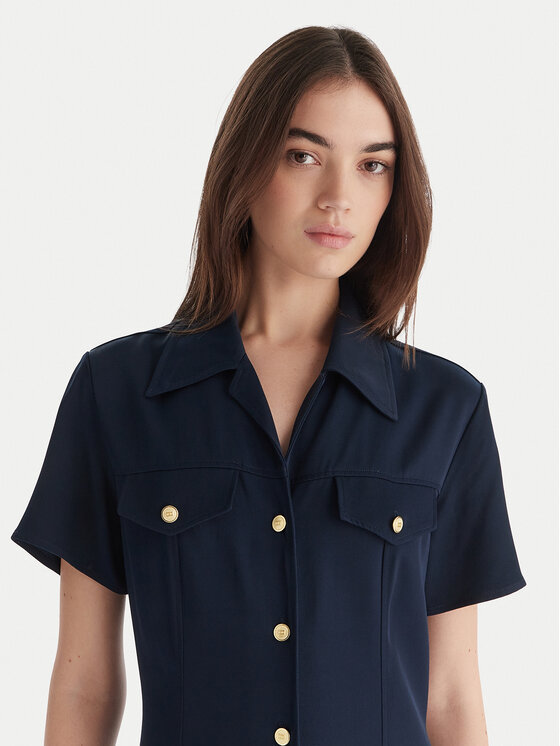 Tommy Hilfiger Tommy Hilfiger Рокля тип риза WW0WW45802 Тъмносин Regular Fit