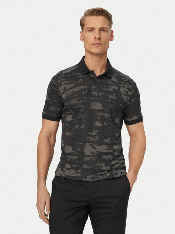 BOSS Tricou polo Active Repeat 50558583 Negru Slim Fit