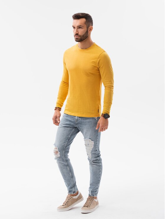 Ombre Ombre S dlouhým rukávem L131 Žlutá Slim Fit