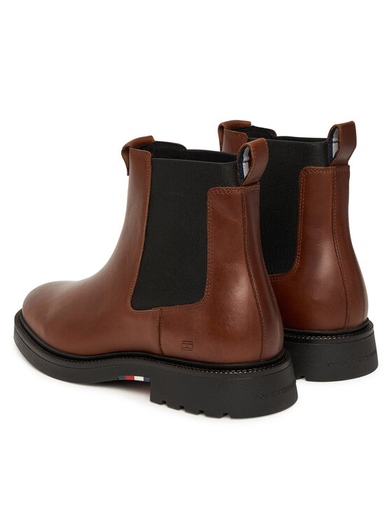 Tommy Hilfiger Tommy Hilfiger Členková obuv s elastickým prvkom Comfort Lwt FM0FM05591 Hnedá