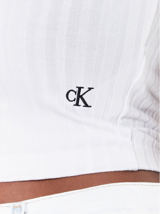 Calvin Klein Jeans Calvin Klein Jeans Top J20J221009 Bílá Slim Fit