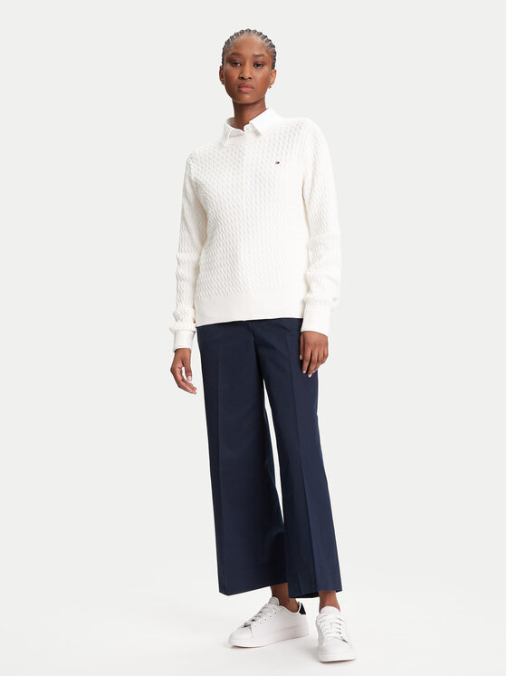 Tommy Hilfiger Tommy Hilfiger Džemper Fine WW0WW44993 Écru Regular Fit