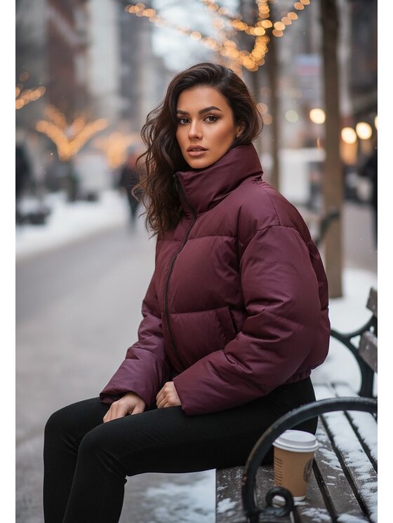 FIGL FIGL Vatovaná bunda M1232 Bordová Regular Fit