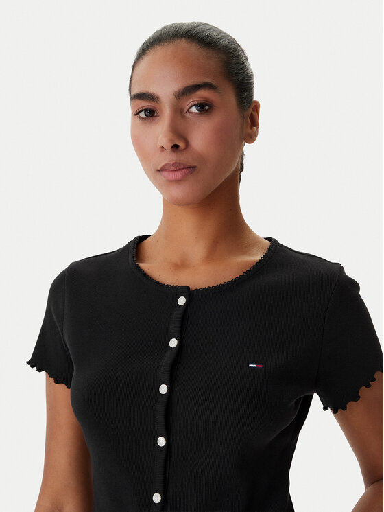 Tommy Jeans Tommy Jeans Blúzka DW0DW20377 Čierna Slim Fit
