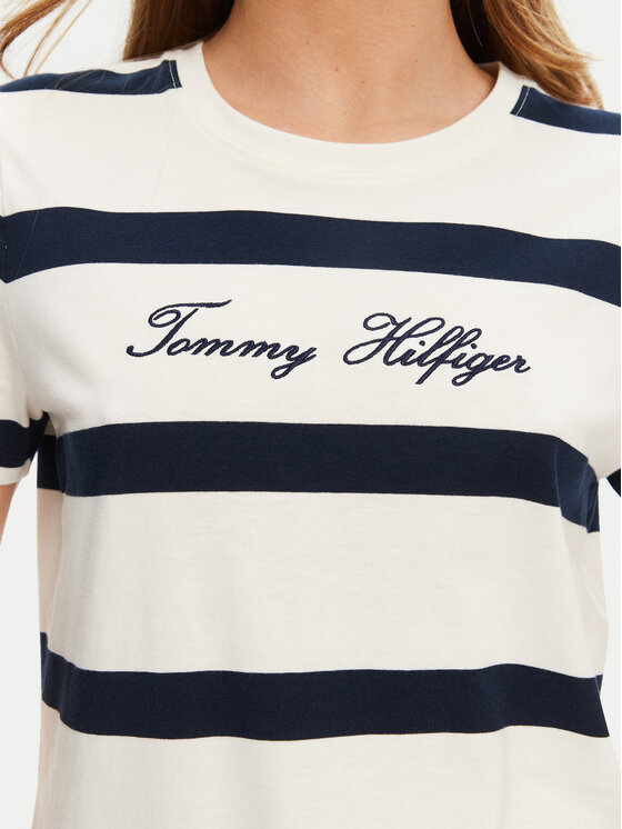 Tommy Hilfiger Tommy Hilfiger Tricou Script WW0WW45746 Écru Regular Fit