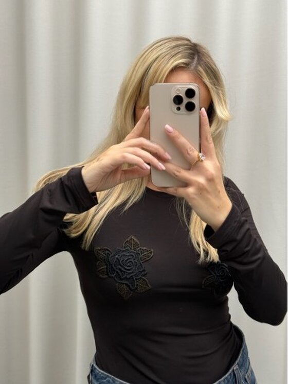 Magda Matyja Magda Matyja Bluzka ROSEMARY LONGSLEEVE TOP Brązowy Fitted Fit