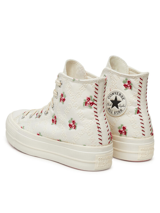 Converse Converse Tenisice Chuck Taylor All Star Lift Platform Rose Cross Stitch A13659C Bijela