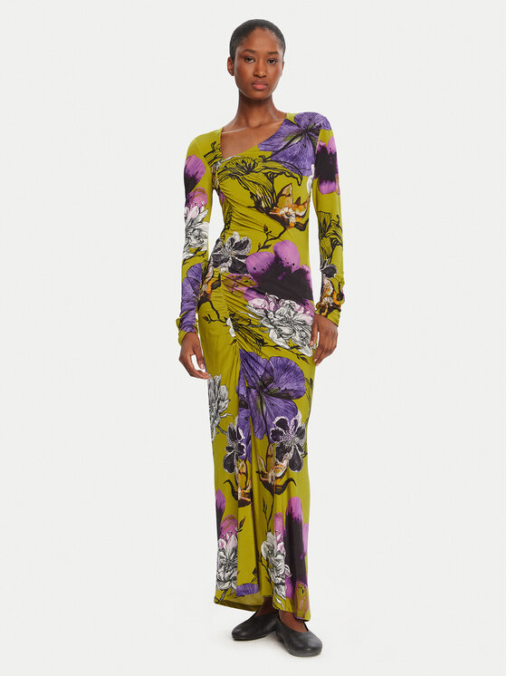 Desigual Desigual Každodenní šaty Neckline Lacroix 25WWVK37 Zelená Slim Fit