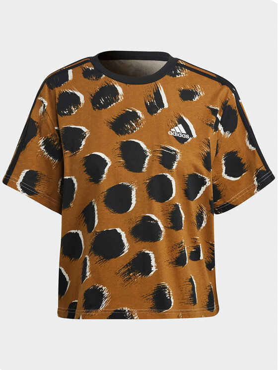 adidas adidas T-shirt Essentials 3-Stripes Single Jersey Crop Top IC0762 Marrone Loose Fit