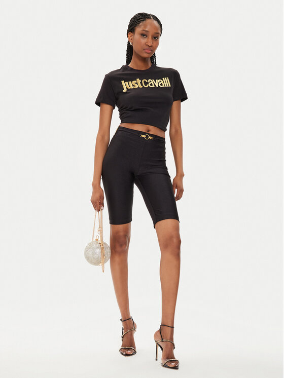 Just Cavalli Just Cavalli T-shirt 76PAHG11 Crna Slim Fit
