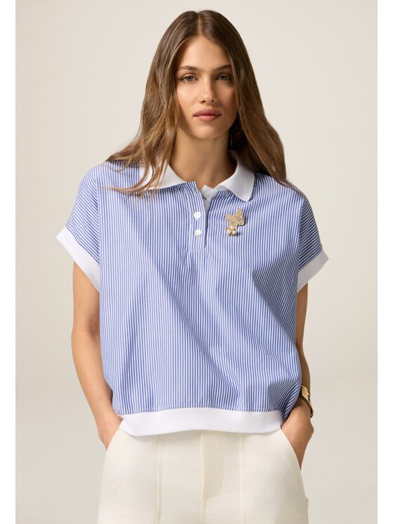 Oltre Oltre T-shirt G438J004255N0S1 Turchese Regular Fit