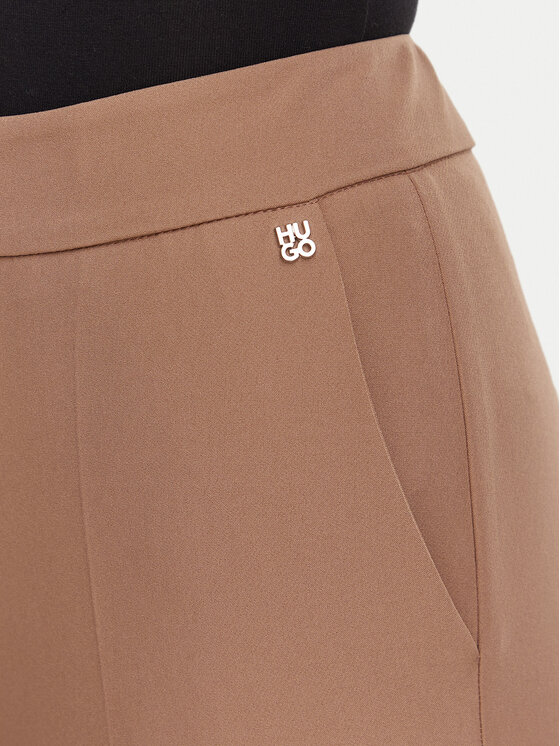HUGO HUGO Hlače iz tkanine Hagonia-1 50539991 Rjava Slim Fit