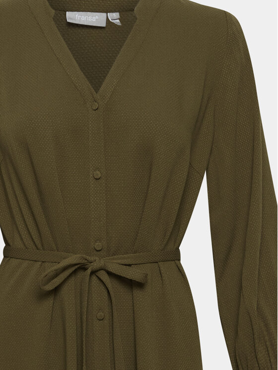 Fransa Fransa Rochie tip cămașă 20613327 Verde Regular Fit