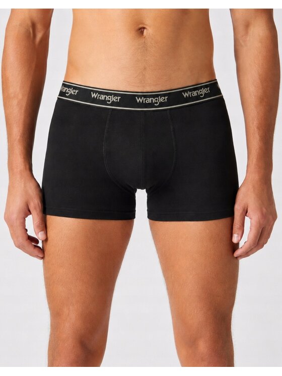 Wrangler Wrangler Bokserki Odwin 3 Pack Cotton Elastane Trunks Czarny