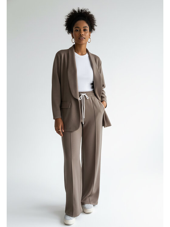 FIGL FIGL Komplet marynarka i spodnie materiałowe M1254 Brązowy Regular Fit