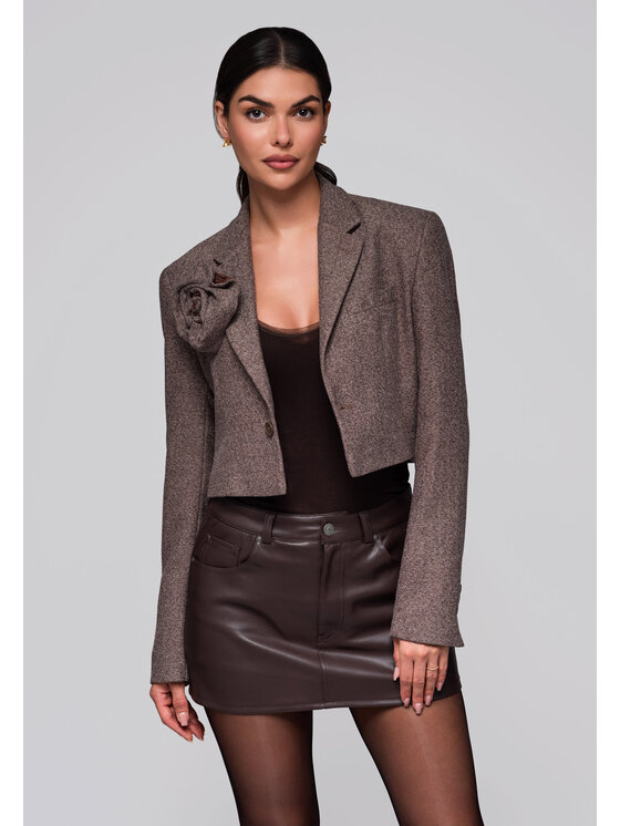 Ombre Ombre Marynarka LW-BLZB-0100 Brązowy Regular Fit