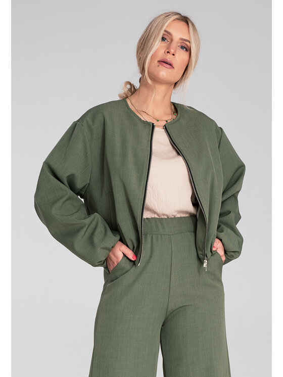 FIGL FIGL Kurtka bomber M1198 Zielony Regular Fit