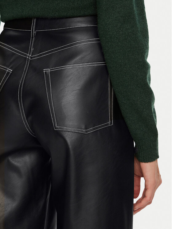 JJXX JJXX Pantaloni din imitație de piele Lila 12276595 Negru Wide Leg