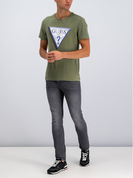 Guess Guess T-shirt M94I64 K7NY0 Verde Slim Fit