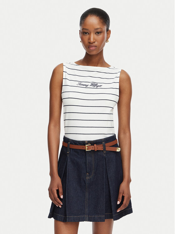 Tommy Hilfiger Top Classic WW0WW50947 Alb Regular Fit