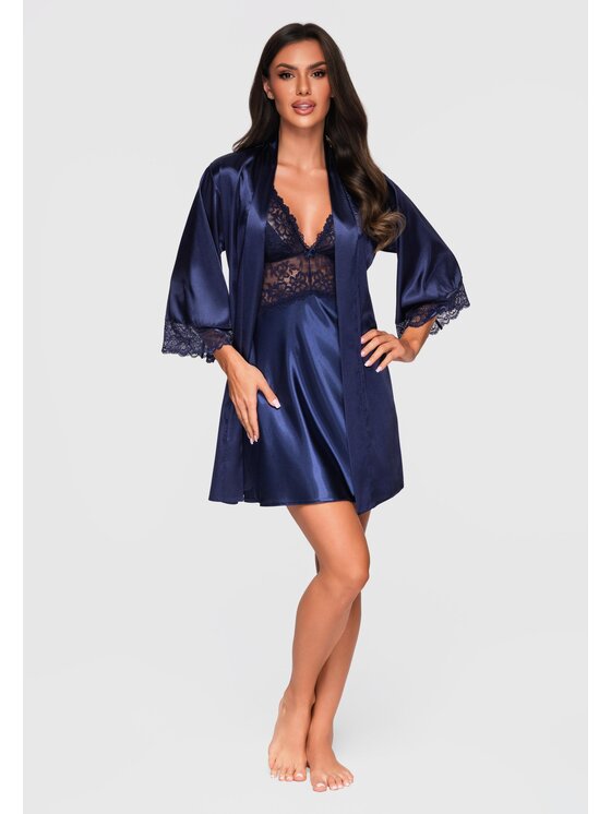 Ombre Ombre Szlafrok LW-NWRB-0105 Granatowy Regular Fit