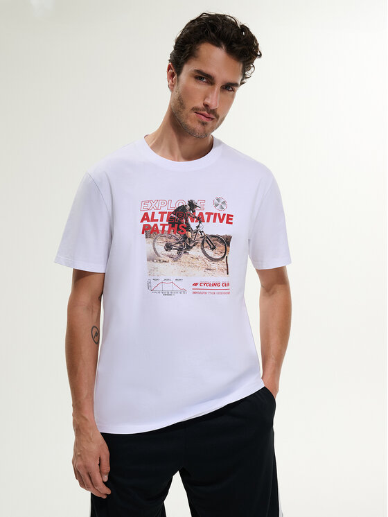 4F 4F T-Shirt TTSHM3875 Biały Relaxed Fit