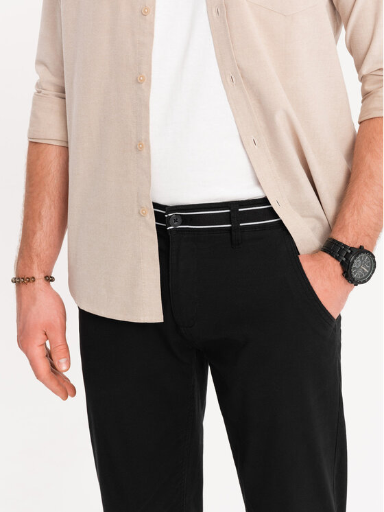Ombre Ombre Chinosy OM-PACP-0118 Czarny Regular Fit