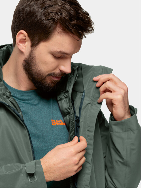Jack Wolfskin Jack Wolfskin Dūnu jaka Pilvi Down Jkt 1207701 Zaļš Regular Fit