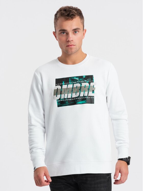 Ombre Ombre Mikina OM-SSPS-0156 Bílá Regular Fit