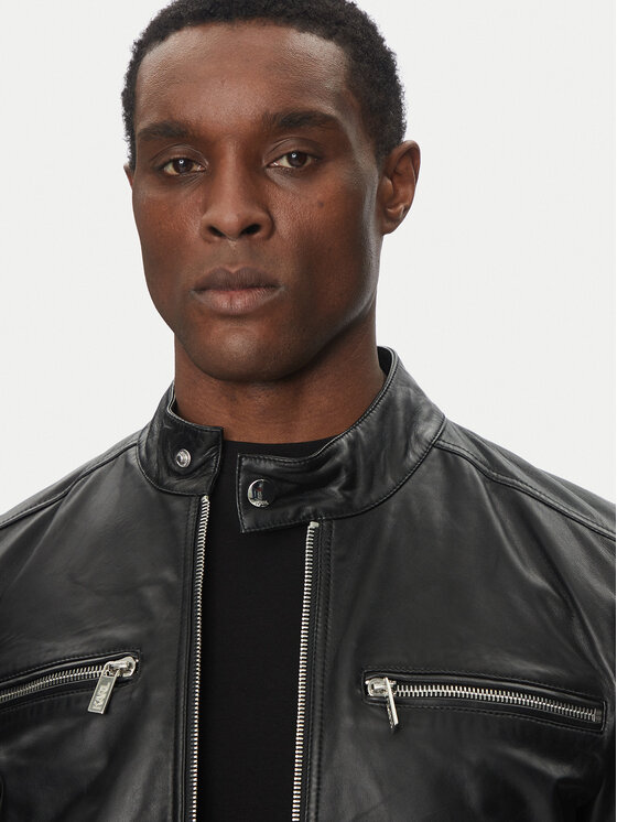 KARL LAGERFELD KARL LAGERFELD Kurtka skórzana 555083 551420 Czarny Regular Fit