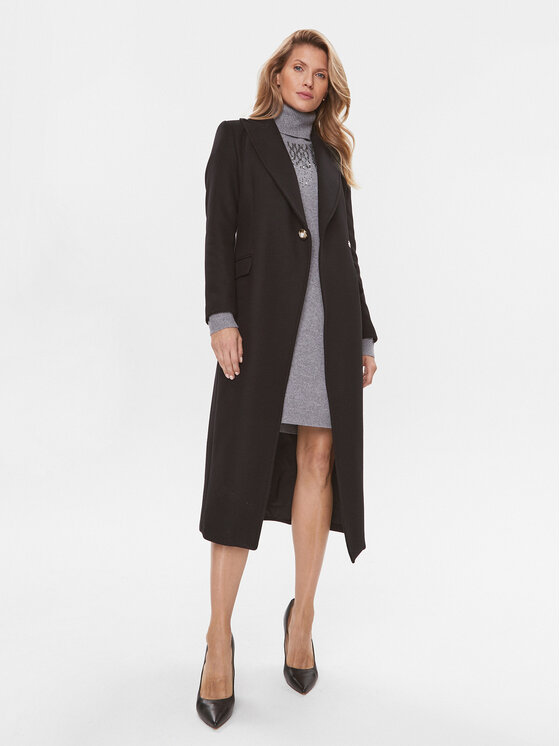 Liu Jo Liu Jo Gyapjú kabát CF3039 T3578 Fekete Slim Fit