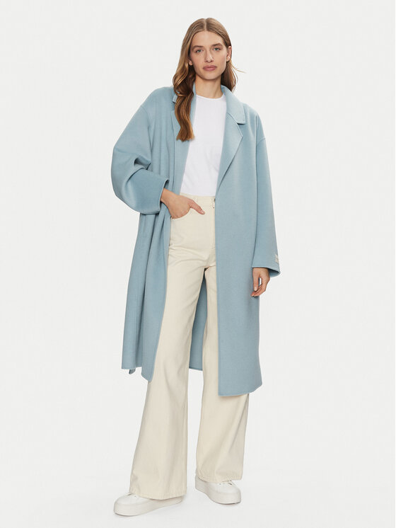 Calvin Klein Calvin Klein Płaszcz wełniany K20K207813 Błękitny Regular Fit