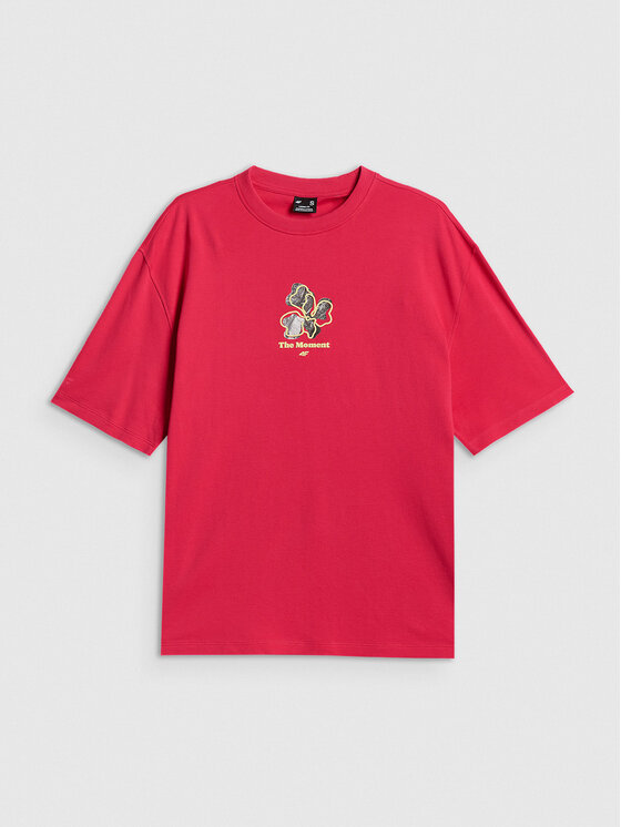 4F 4F T-Shirt CAMP Różowy ciemny Loose Fit
