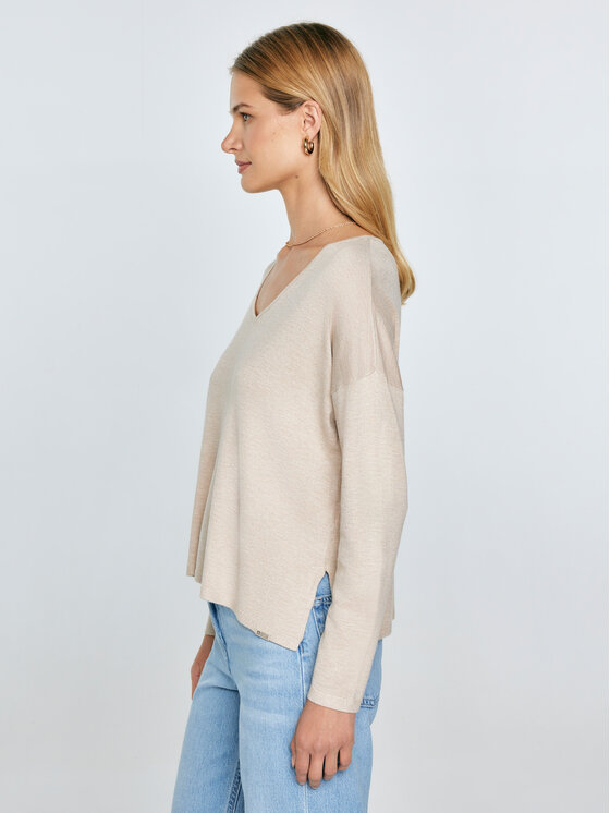 BIG STAR BIG STAR Sweter FAUSTI Beżowy Comfort Fit