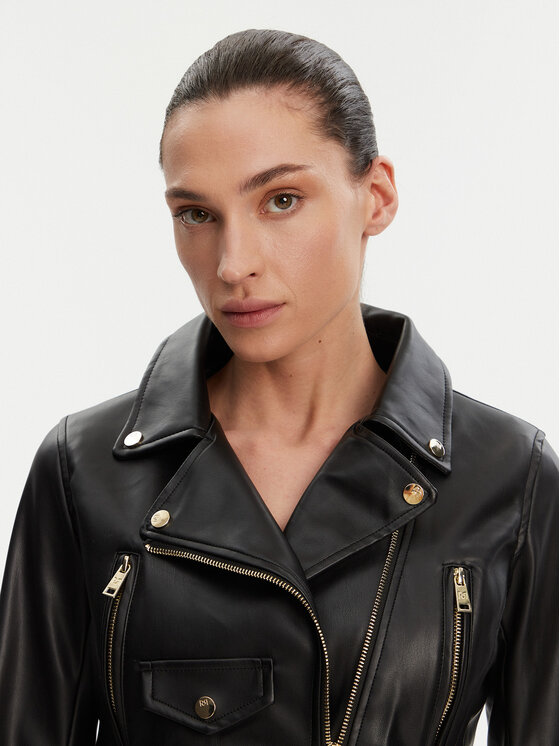 Rinascimento Rinascimento Jacke aus Kunstleder CFC0119617003 Schwarz Regular Fit