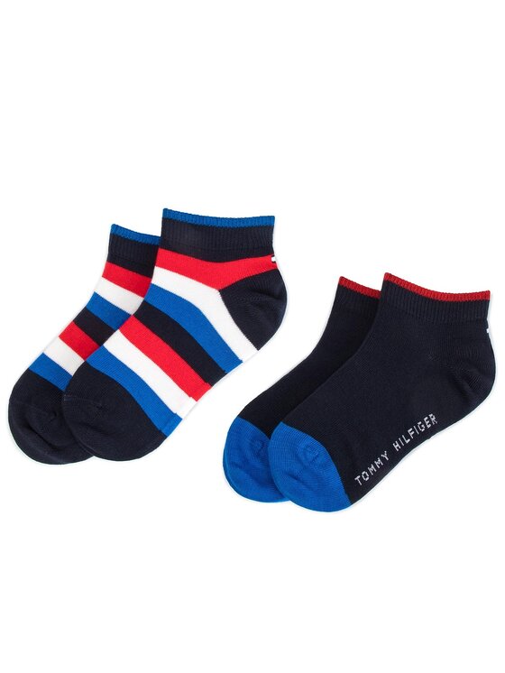 Tommy Hilfiger Súprava 2 párov vysokých detských ponožiek 354010001 Tmavomodrá