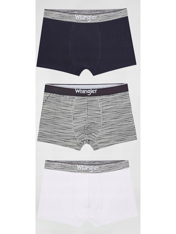 Wrangler Wrangler Bokserki Canva 3 Pack Cotton Elastane Trunks Kolorowy