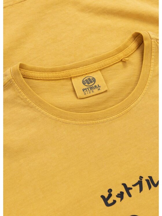 PITBULL PITBULL T-Shirt Koszulka męska Denim Washed MT. FUJI 3XL Żółty Regular Fit